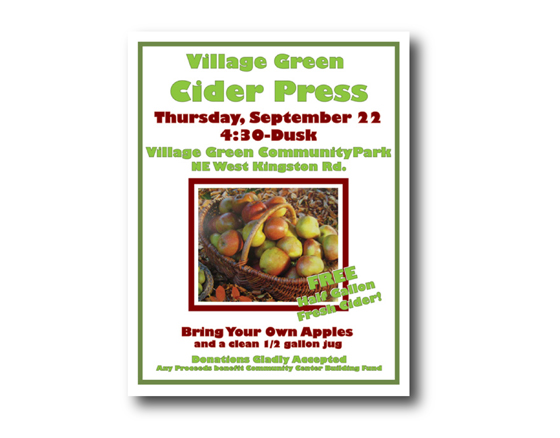 Poster design Cider Press Event, Village Green, Kingston, WA