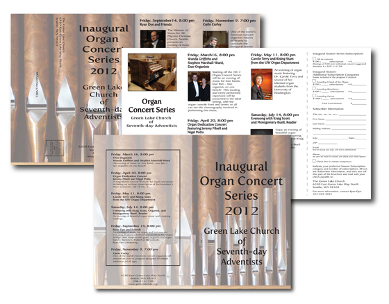 Concert Marketing Materials for Green Lake Church of 7th-day Adventists, Seattle, WA