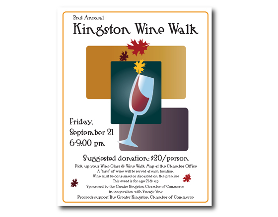Poster design for Kingston Chamber Fundraiser: Wine Walk, Kingston, WA